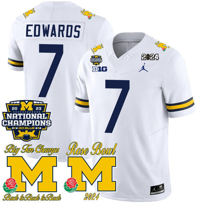 Michigan 2023 National Champions & Rose Bowl Patch Vapor Jersey - All Stitched