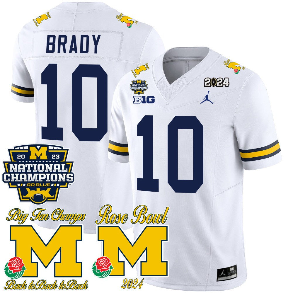 Michigan 2023 National Champions & Rose Bowl Patch Vapor Jersey - All Stitched