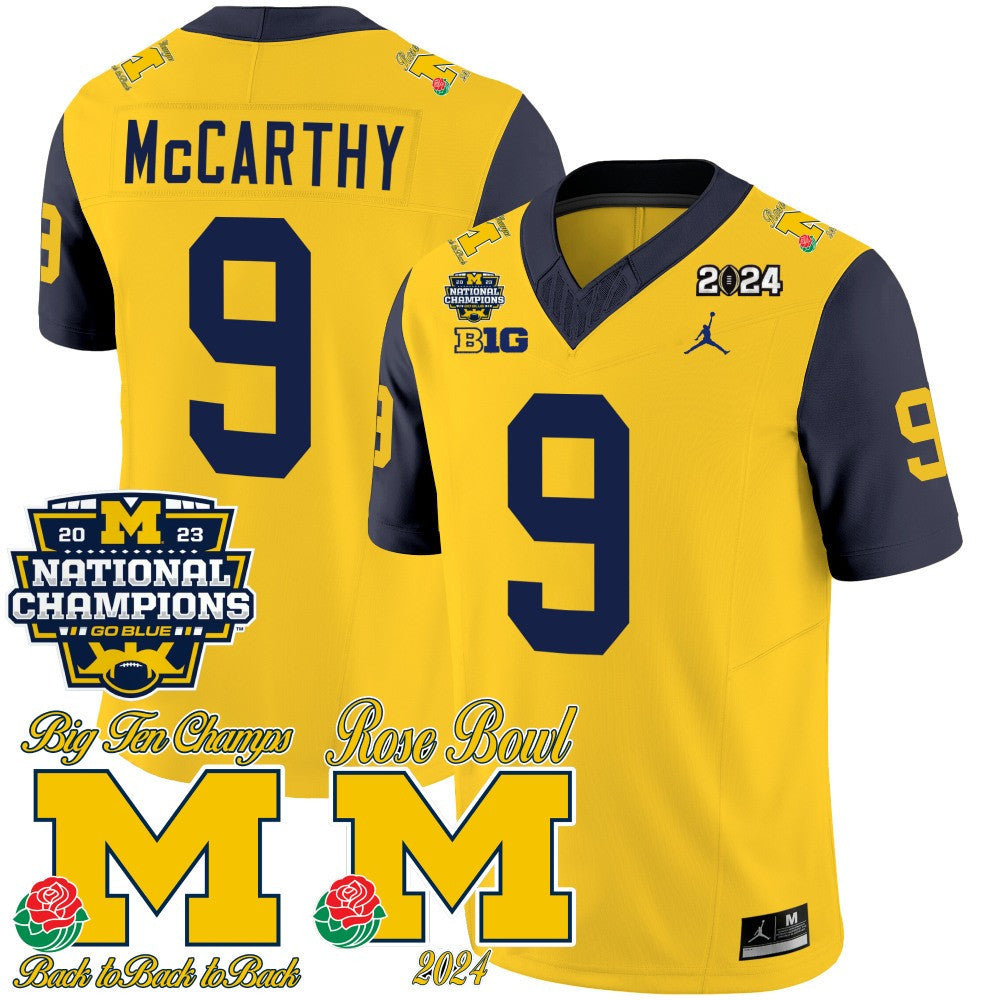 Michigan 2023 National Champions & Rose Bowl Patch Vapor Jersey - All Stitched