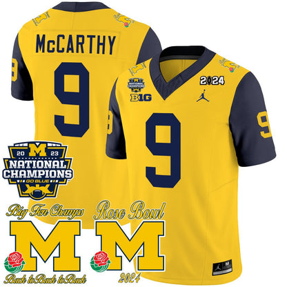 Michigan 2023 National Champions & Rose Bowl Patch Vapor Jersey - All Stitched