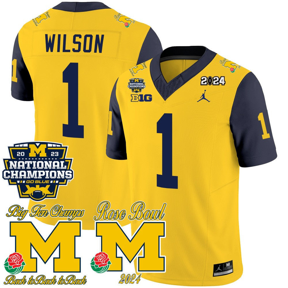 Michigan 2023 National Champions & Rose Bowl Patch Vapor Jersey - All Stitched