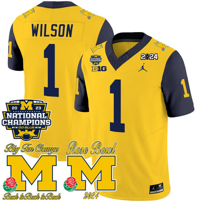 Michigan 2023 National Champions & Rose Bowl Patch Vapor Jersey - All Stitched