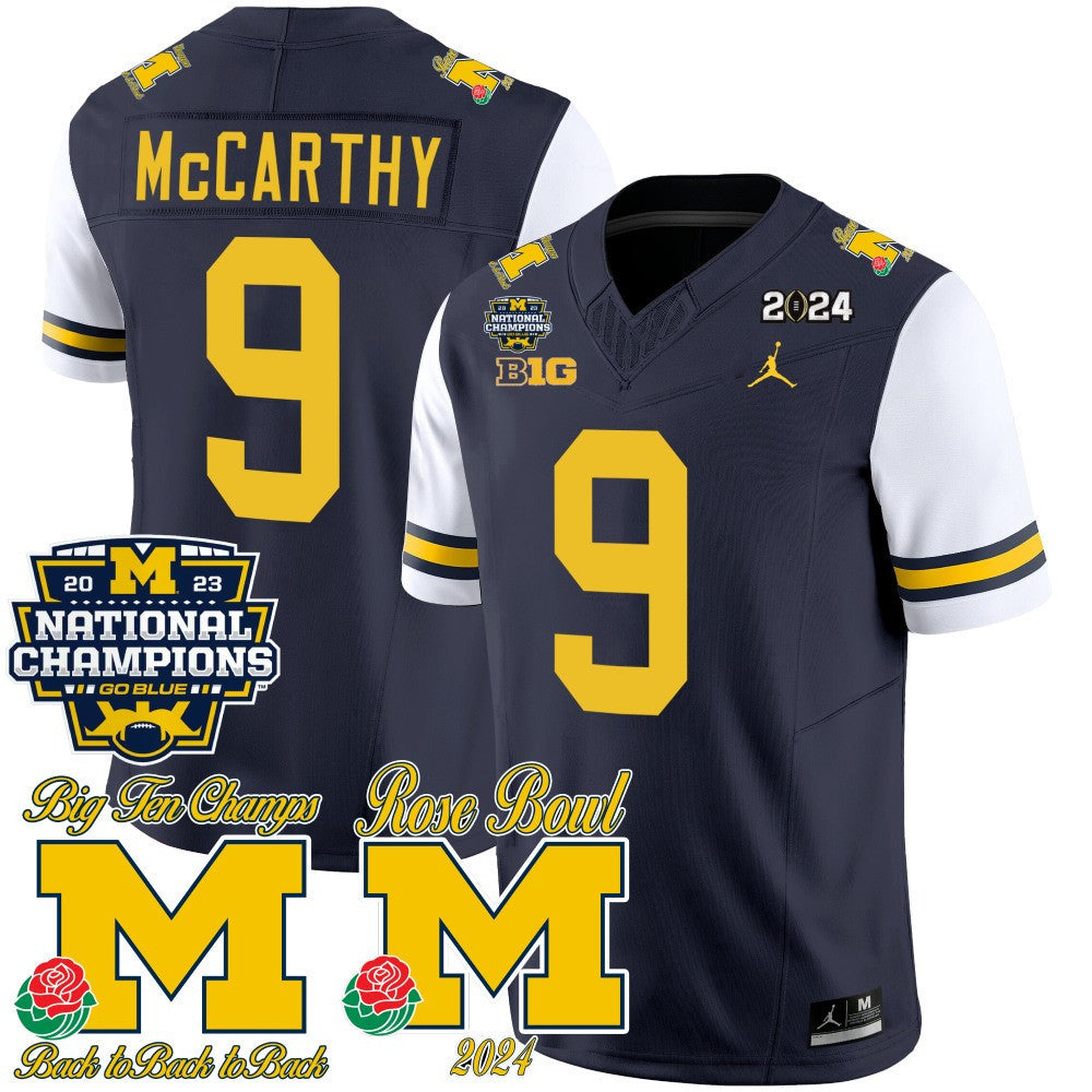 Michigan 2023 National Champions & Rose Bowl Patch Vapor Jersey - All Stitched