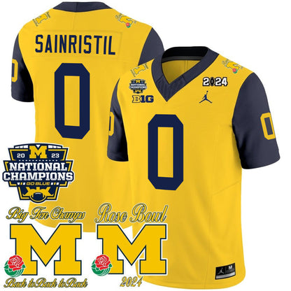 Michigan 2023 National Champions & Rose Bowl Patch Vapor Jersey - All Stitched