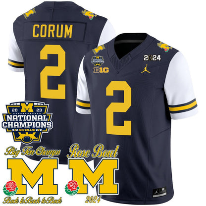 Michigan 2023 National Champions & Rose Bowl Patch Vapor Jersey - All Stitched