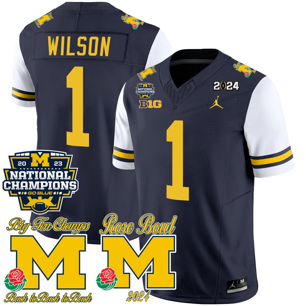 Michigan 2023 National Champions & Rose Bowl Patch Vapor Jersey - All Stitched