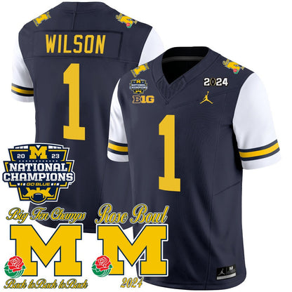 Michigan 2023 National Champions & Rose Bowl Patch Vapor Jersey - All Stitched