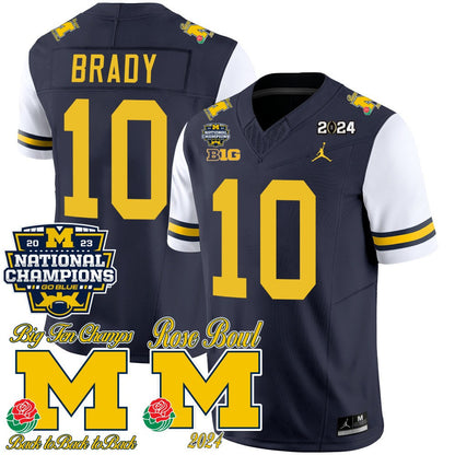 Michigan 2023 National Champions & Rose Bowl Patch Vapor Jersey - All Stitched