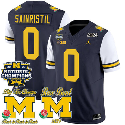 Michigan 2023 National Champions & Rose Bowl Patch Vapor Jersey - All Stitched