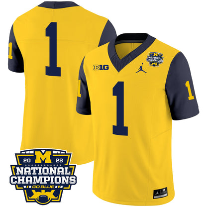 Michigan 2023 National Champions Patch Vapor Jersey V2 - All Stitched