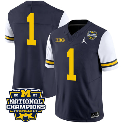Michigan 2023 National Champions Patch Vapor Jersey V2 - All Stitched