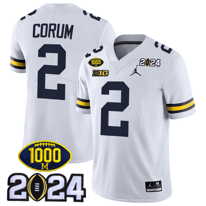 Michigan 1000 Wins & 2024 College Bowl Patch Vapor Limited Jersey - All Stitched