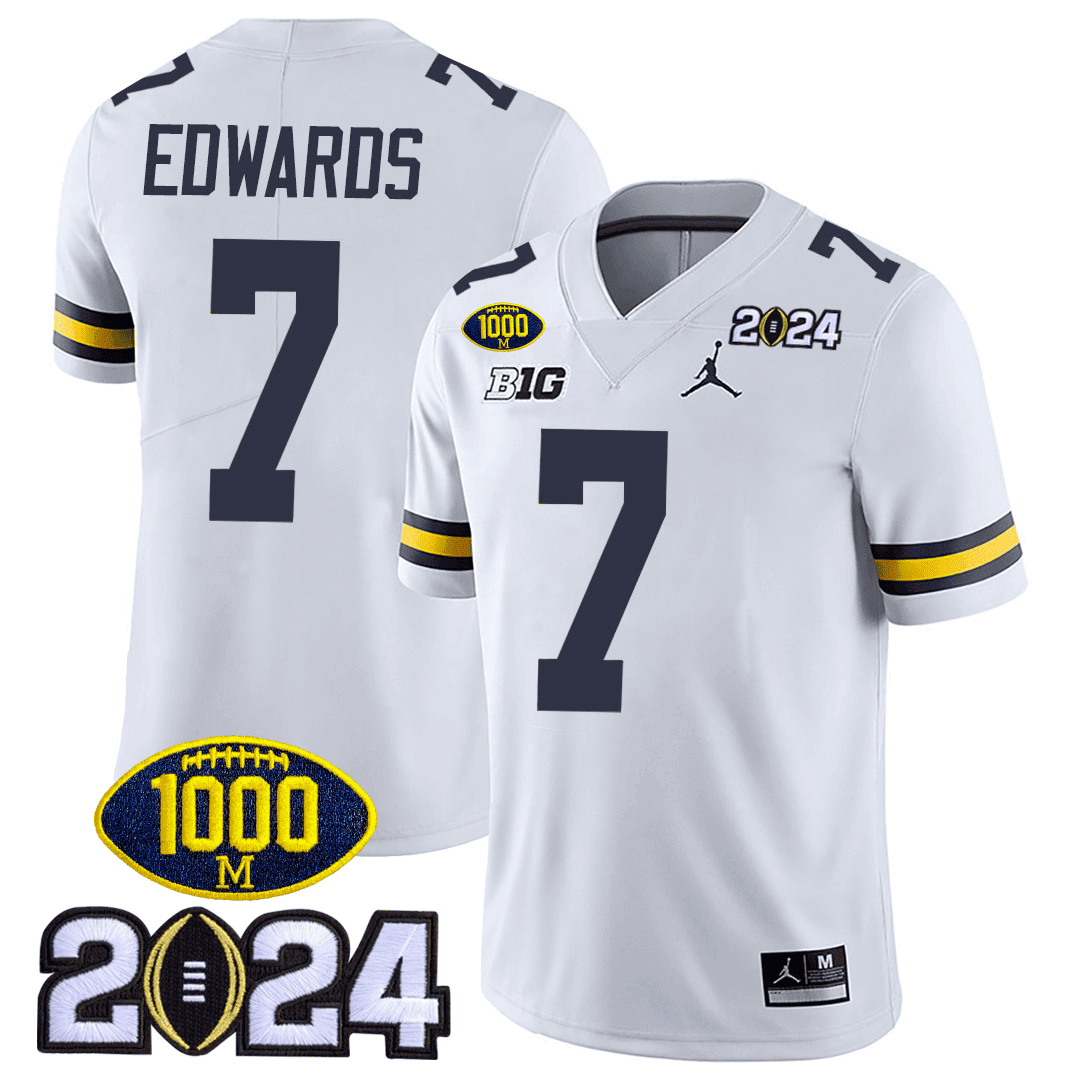 Michigan 1000 Wins & 2024 College Bowl Patch Vapor Limited Jersey - All Stitched