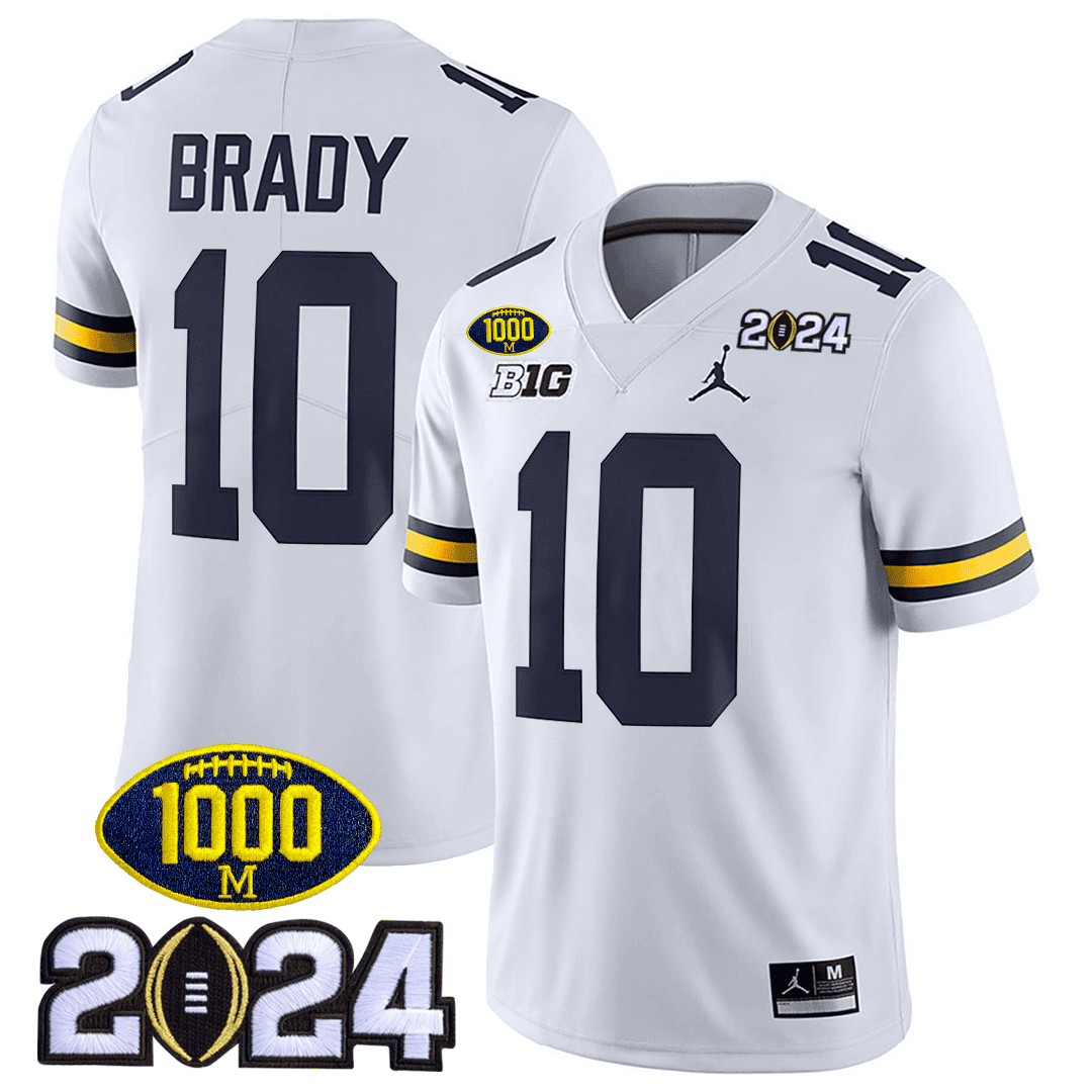Michigan 1000 Wins & 2024 College Bowl Patch Vapor Limited Jersey - All Stitched