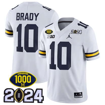 Michigan 1000 Wins & 2024 College Bowl Patch Vapor Limited Jersey - All Stitched
