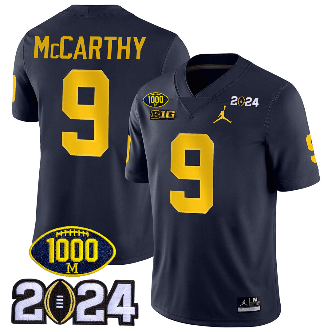 Michigan 1000 Wins & 2024 College Bowl Patch Vapor Limited Jersey - All Stitched