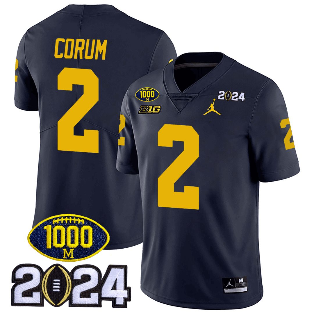 Michigan 1000 Wins & 2024 College Bowl Patch Vapor Limited Jersey - All Stitched