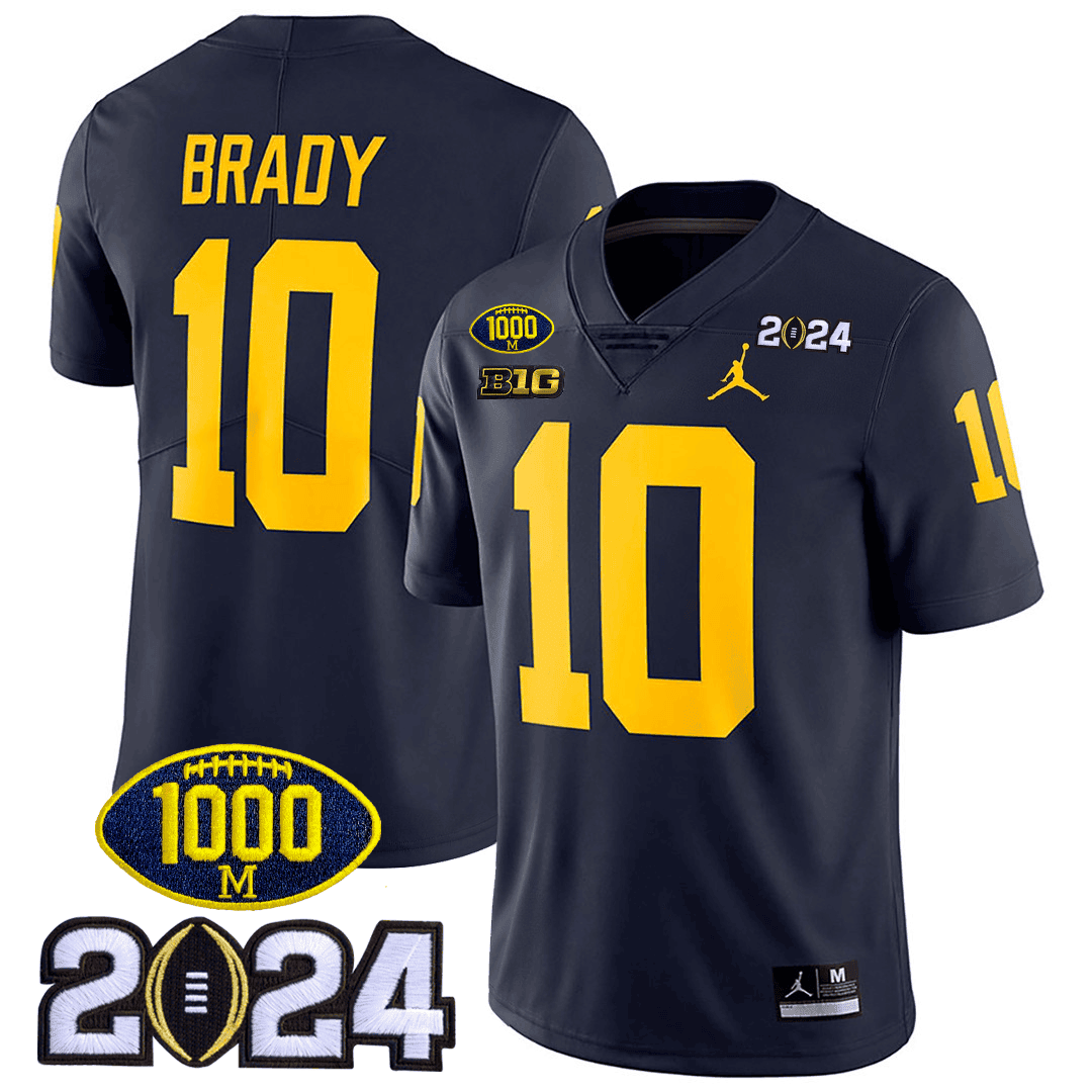 Michigan 1000 Wins & 2024 College Bowl Patch Vapor Limited Jersey - All Stitched