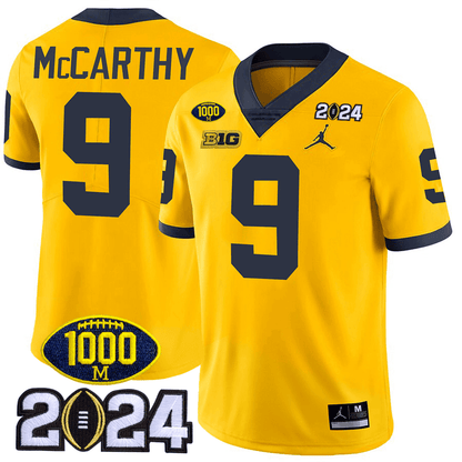 Michigan 1000 Wins & 2024 College Bowl Patch Vapor Limited Jersey - All Stitched