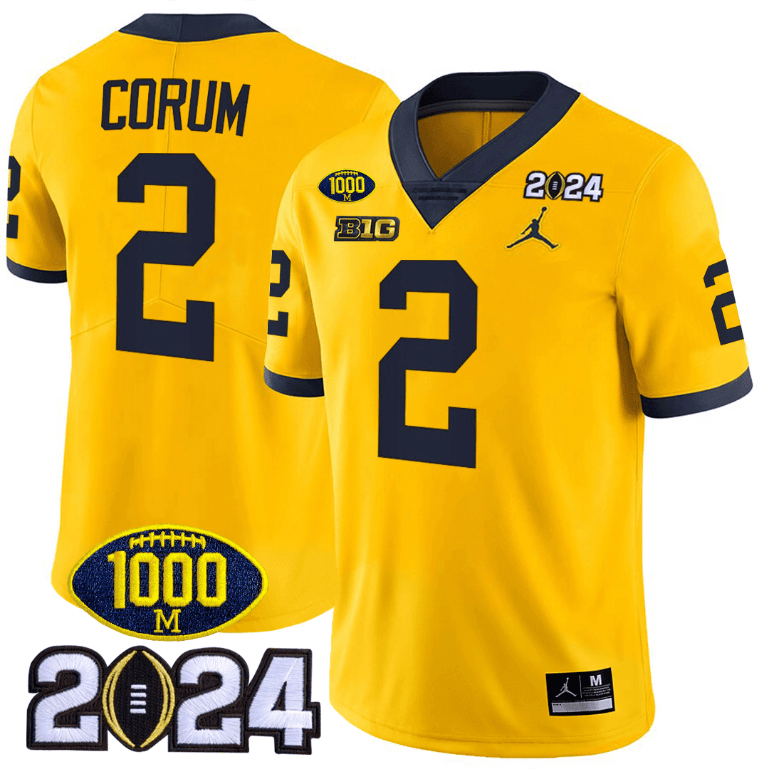 Michigan 1000 Wins & 2024 College Bowl Patch Vapor Limited Jersey - All Stitched