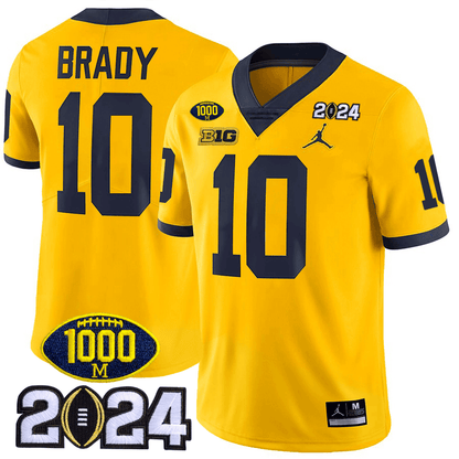 Michigan 1000 Wins & 2024 College Bowl Patch Vapor Limited Jersey - All Stitched