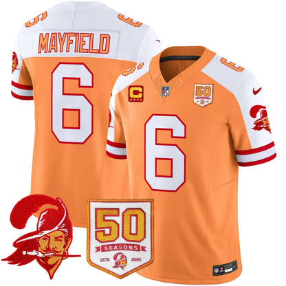 Men's Tampa Bay Buccaneers Throwback 50th Season Patch Vapor Limited Jersey - All Stitched