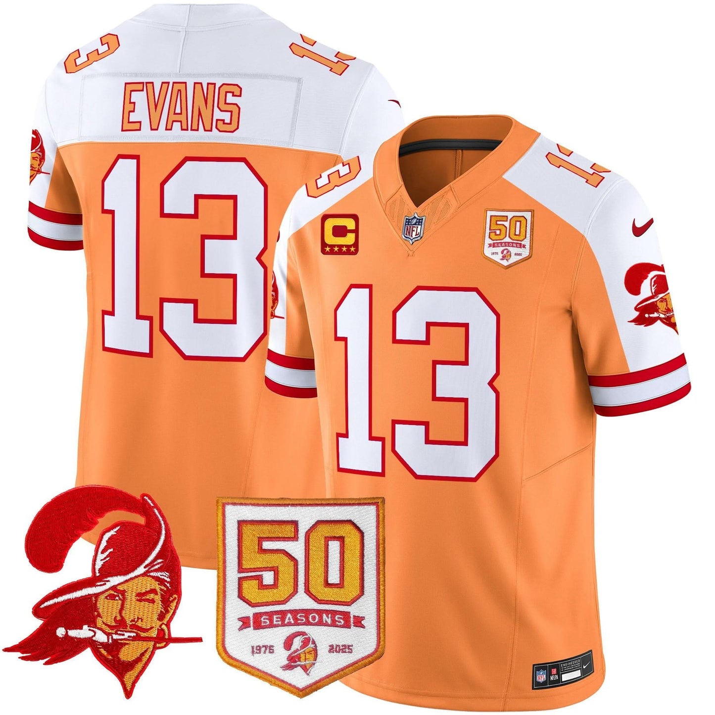 Men's Tampa Bay Buccaneers Throwback 50th Season Patch Vapor Limited Jersey - All Stitched