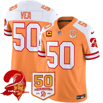 Men's Tampa Bay Buccaneers Throwback 50th Season Patch Vapor Limited Jersey - All Stitched