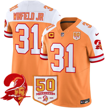 Men's Tampa Bay Buccaneers Throwback 50th Season Patch Vapor Limited Jersey - All Stitched