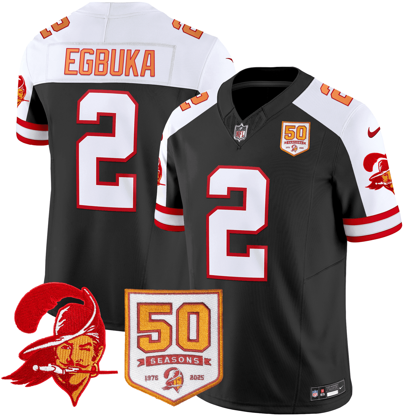 Men's Tampa Bay Buccaneers Throwback 50th Season Patch Vapor Limited Jersey - All Stitched