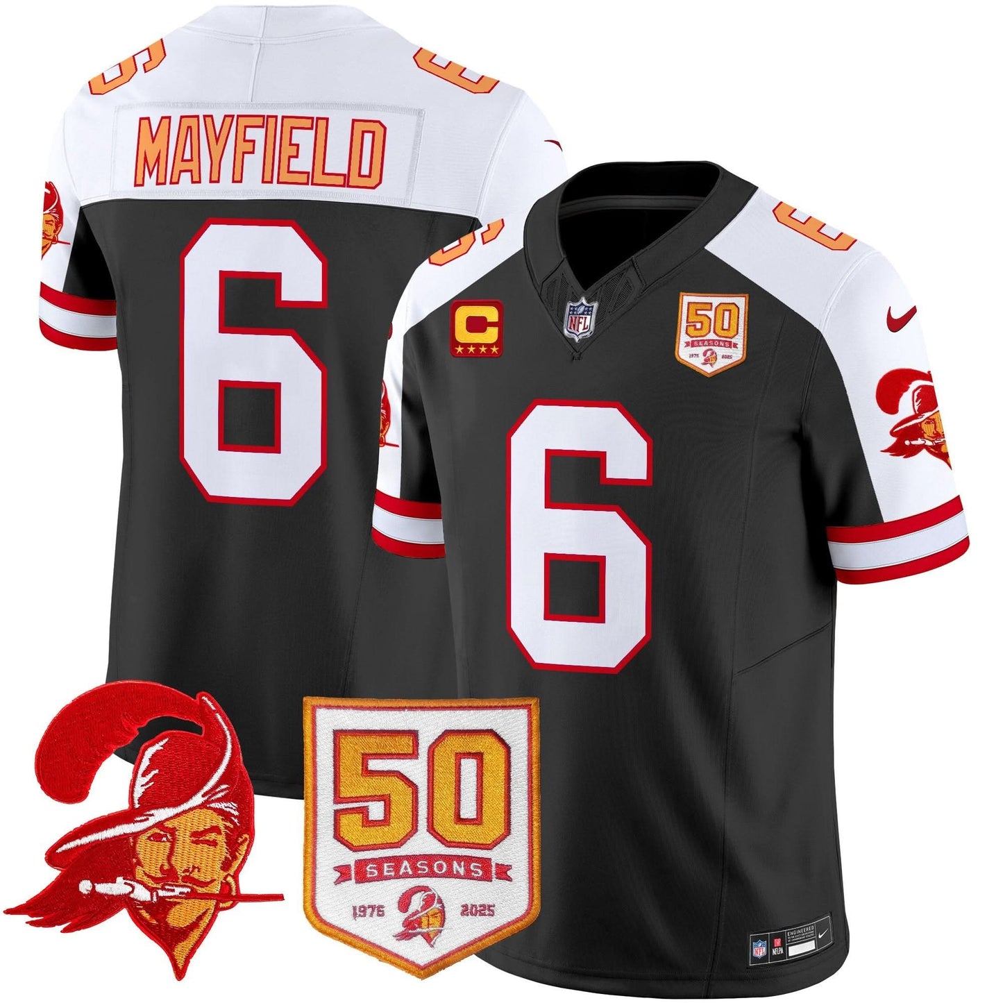 Men's Tampa Bay Buccaneers Throwback 50th Season Patch Vapor Limited Jersey - All Stitched