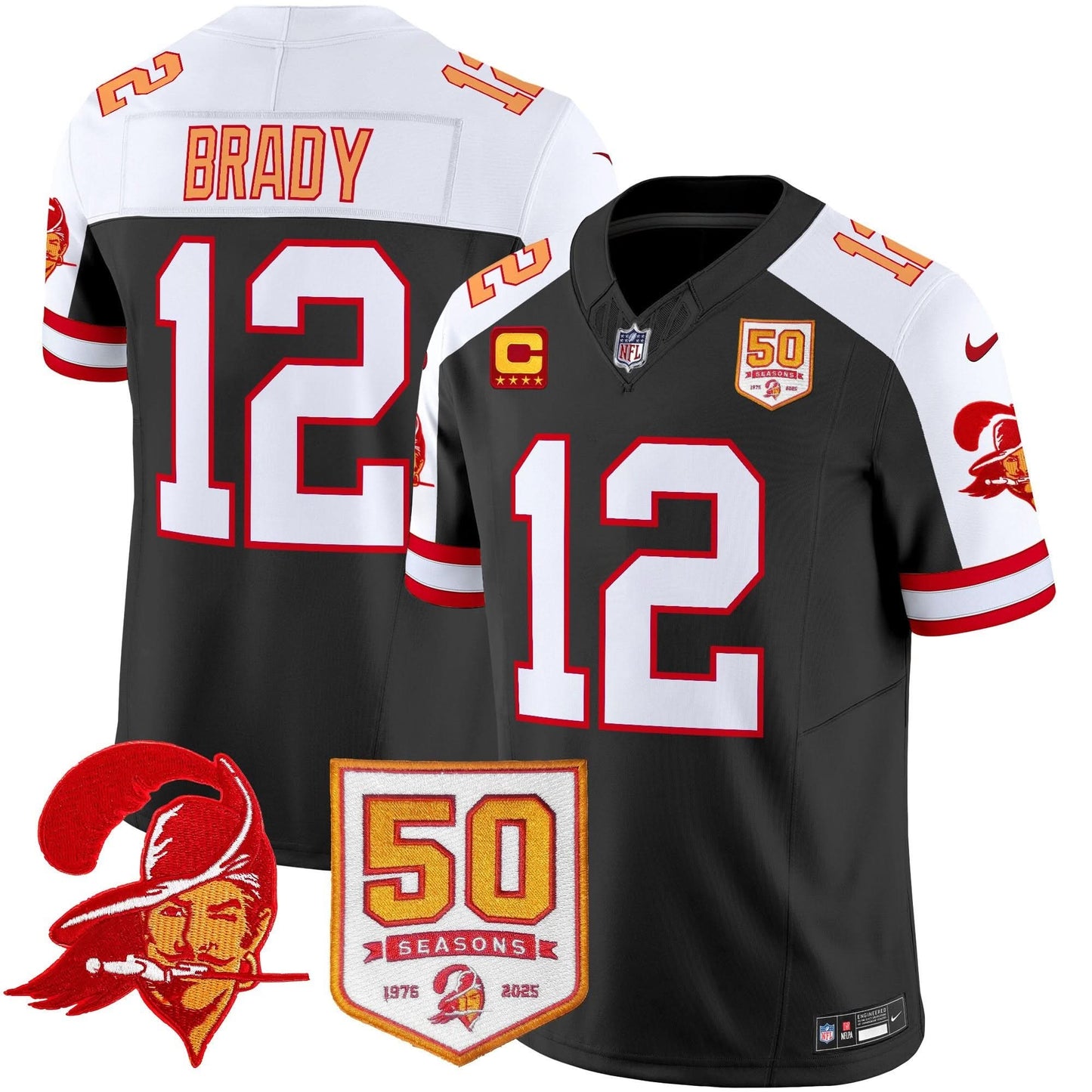 Men's Tampa Bay Buccaneers Throwback 50th Season Patch Vapor Limited Jersey - All Stitched