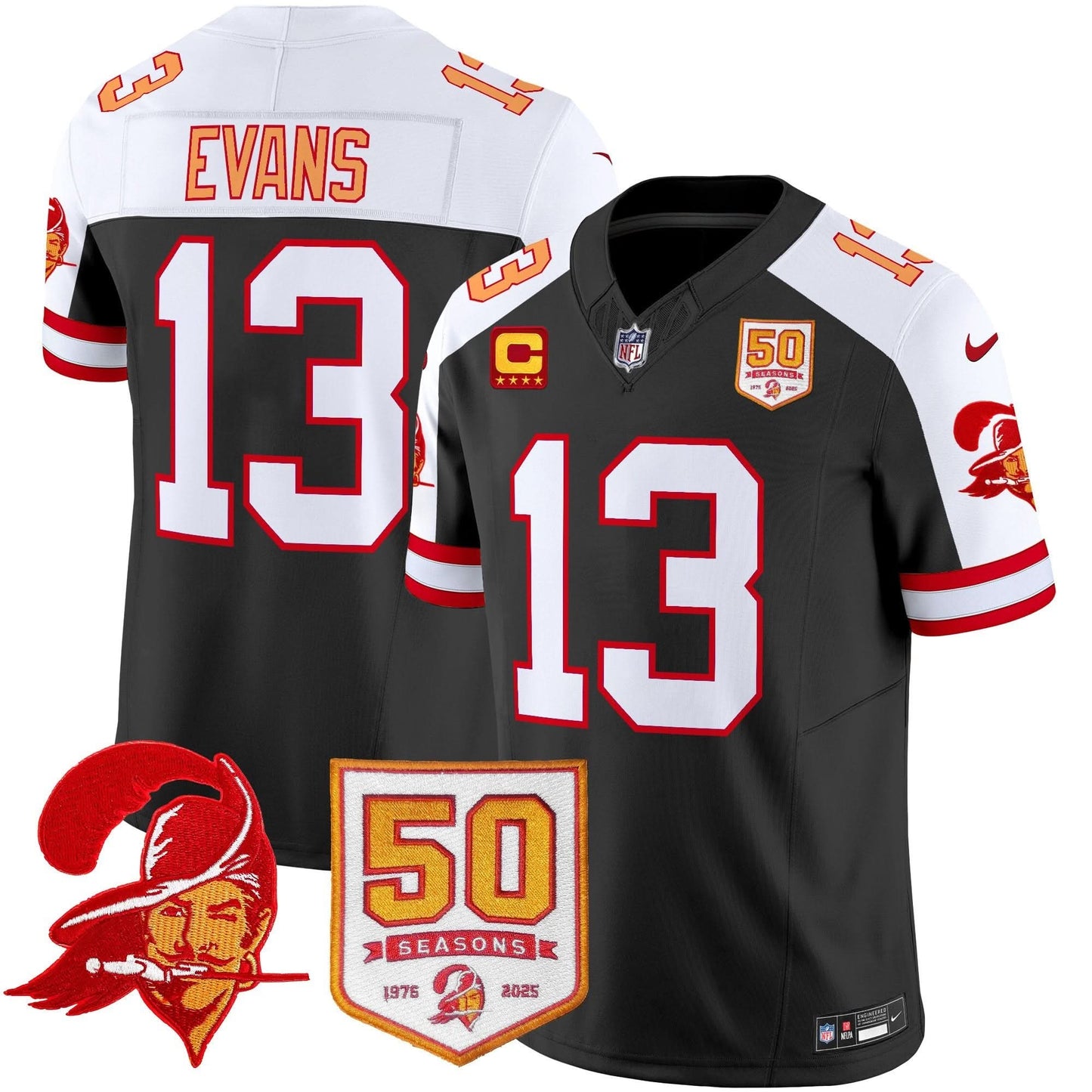 Men's Tampa Bay Buccaneers Throwback 50th Season Patch Vapor Limited Jersey - All Stitched