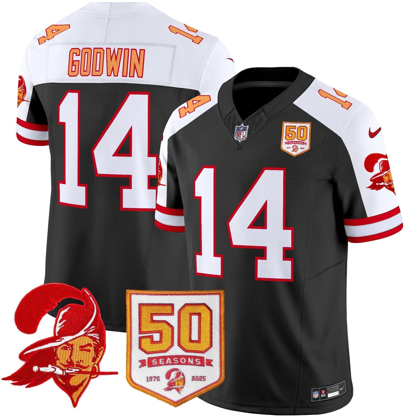 Men's Tampa Bay Buccaneers Throwback 50th Season Patch Vapor Limited Jersey - All Stitched