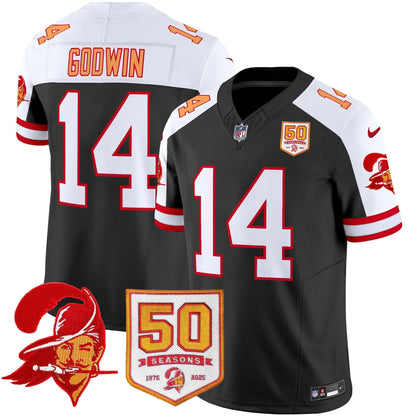 Men's Tampa Bay Buccaneers Throwback 50th Season Patch Vapor Limited Jersey - All Stitched