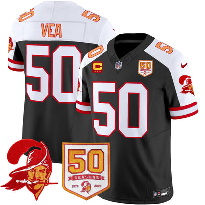 Men's Tampa Bay Buccaneers Throwback 50th Season Patch Vapor Limited Jersey - All Stitched