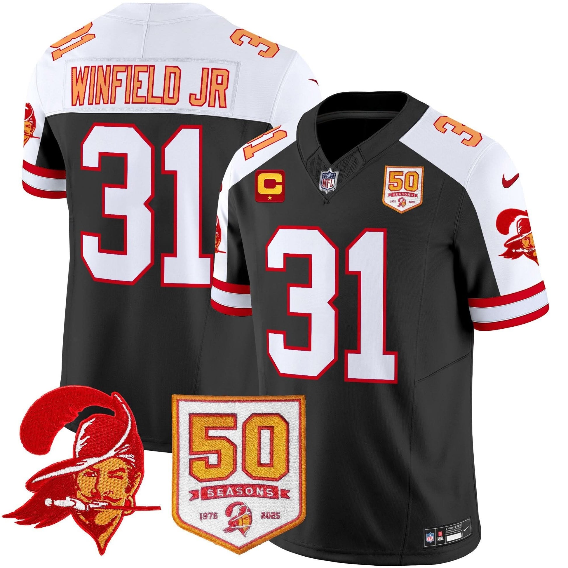 Men's Tampa Bay Buccaneers Throwback 50th Season Patch Vapor Limited Jersey - All Stitched