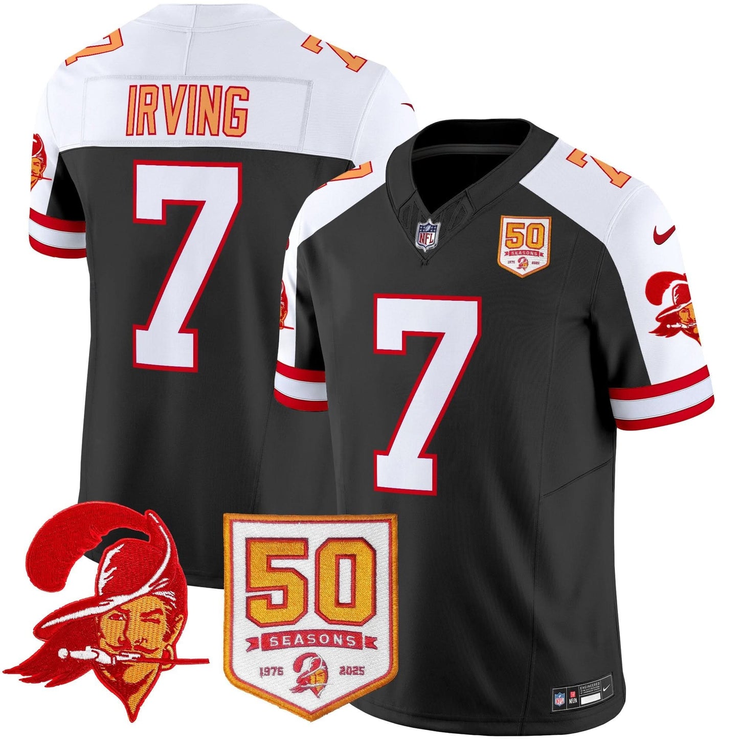 Men's Tampa Bay Buccaneers Throwback 50th Season Patch Vapor Limited Jersey - All Stitched