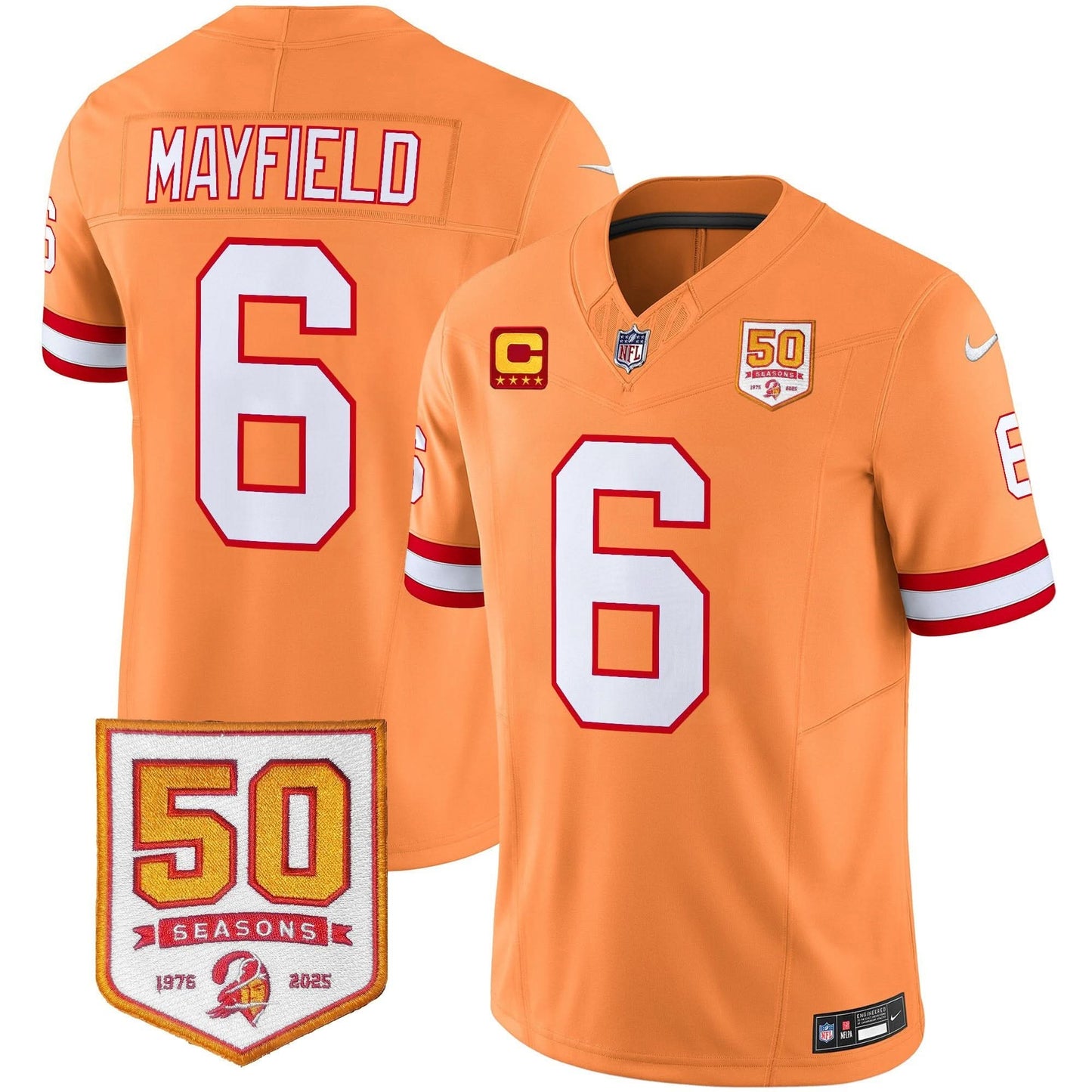 Men's Tampa Bay Buccaneers Throwback 50th Season Patch Vapor Limited Jersey - All Stitched