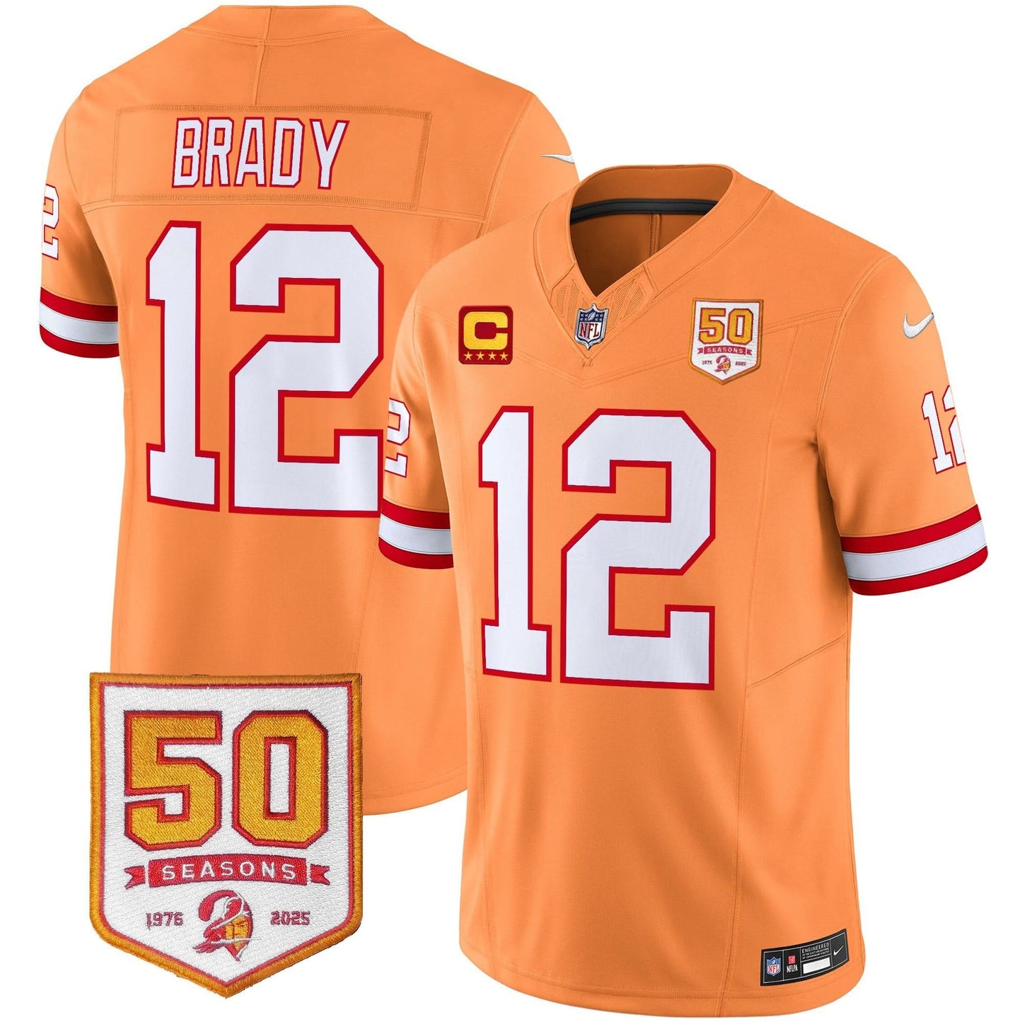 Men's Tampa Bay Buccaneers Throwback 50th Season Patch Vapor Limited Jersey - All Stitched