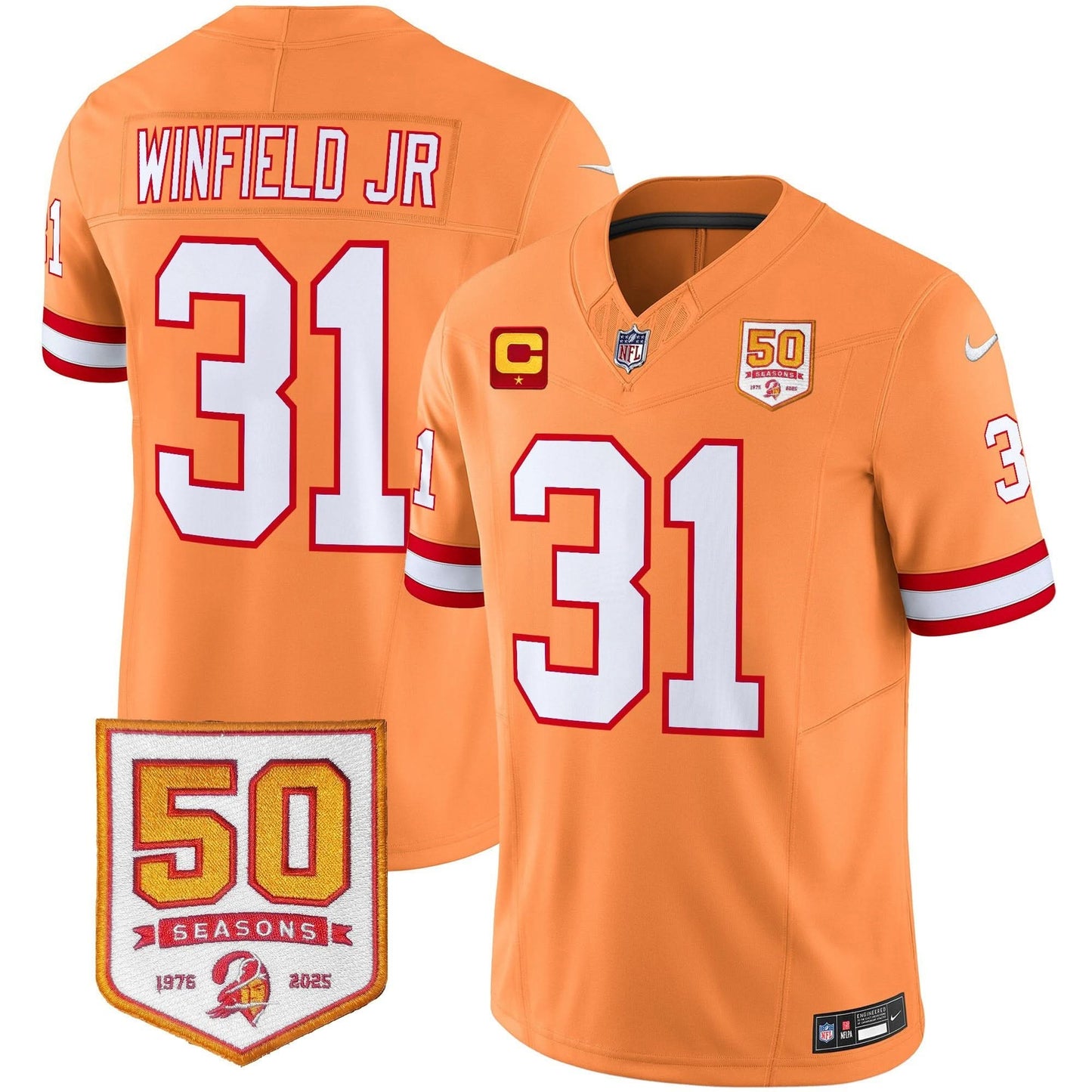 Men's Tampa Bay Buccaneers Throwback 50th Season Patch Vapor Limited Jersey - All Stitched