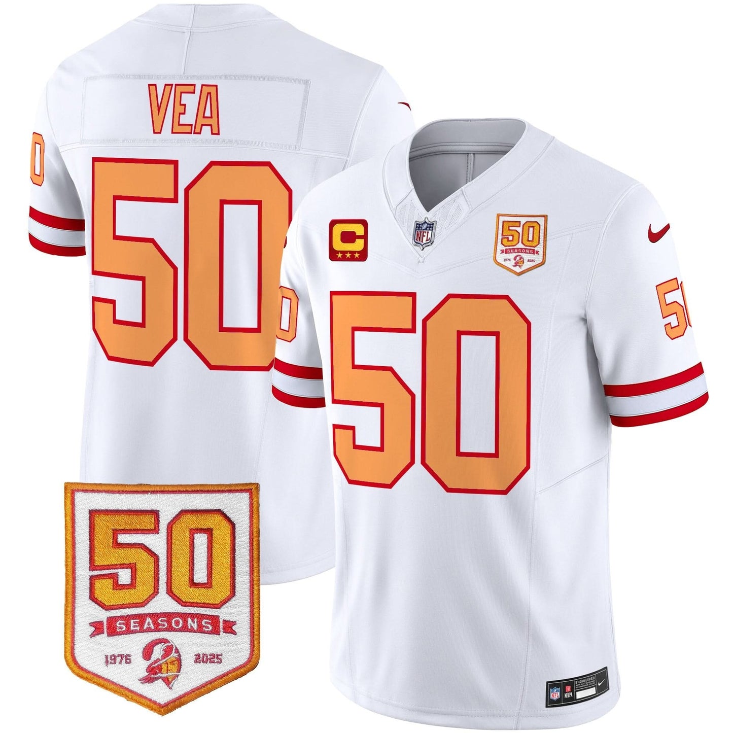 Men's Tampa Bay Buccaneers Throwback 50th Season Patch Vapor Limited Jersey - All Stitched