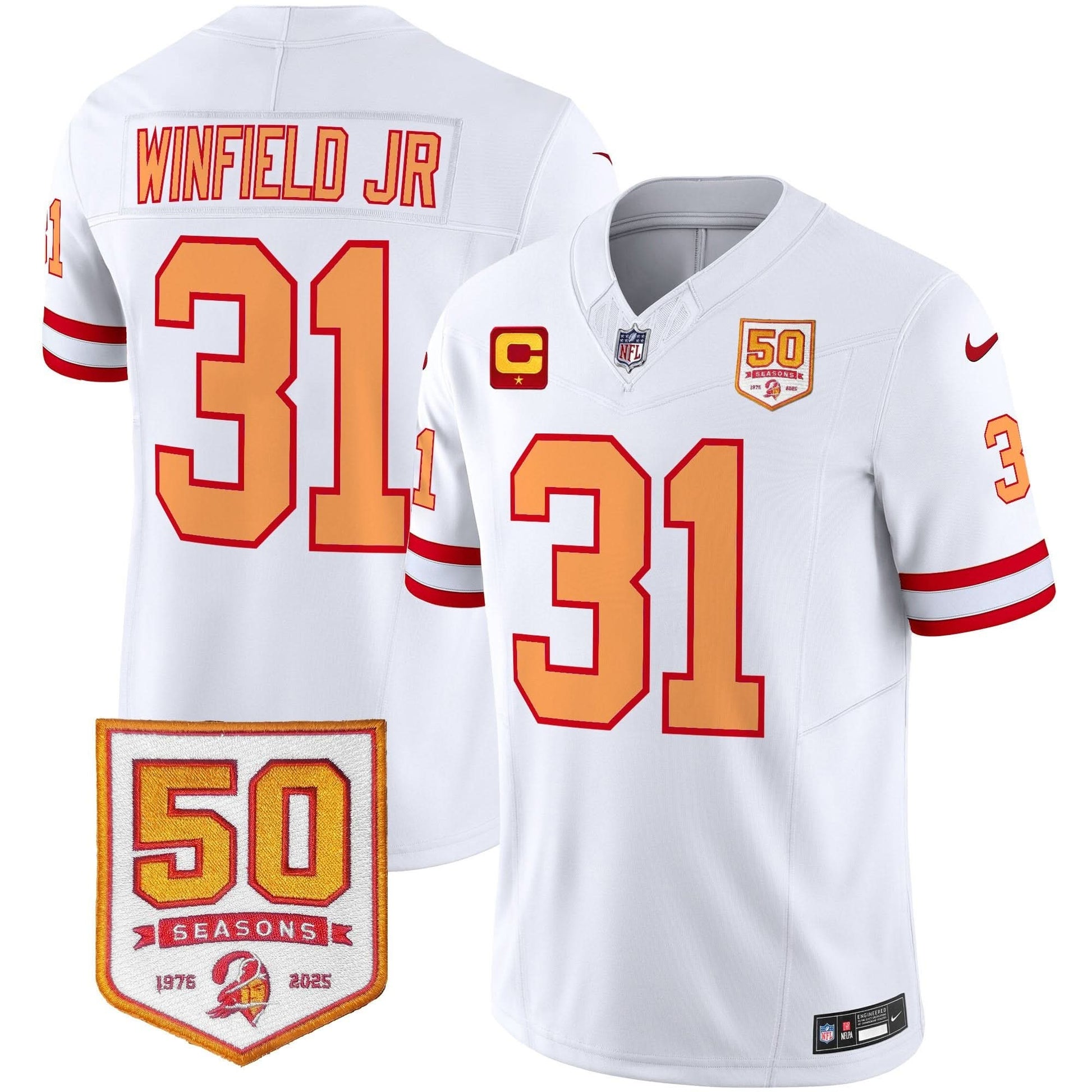 Men's Tampa Bay Buccaneers Throwback 50th Season Patch Vapor Limited Jersey - All Stitched