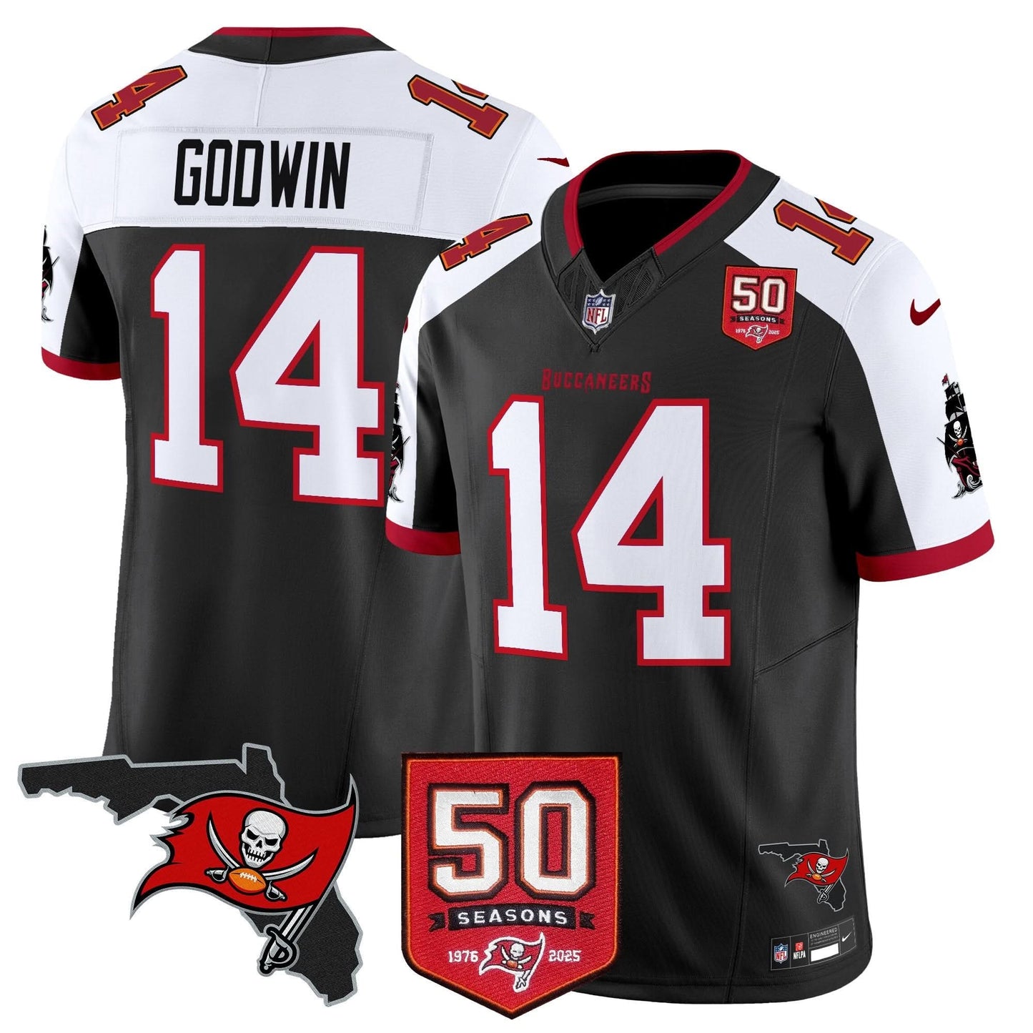 Men's Tampa Bay Buccaneers 50th Season Patch Vapor Limited Jersey - All Stitched