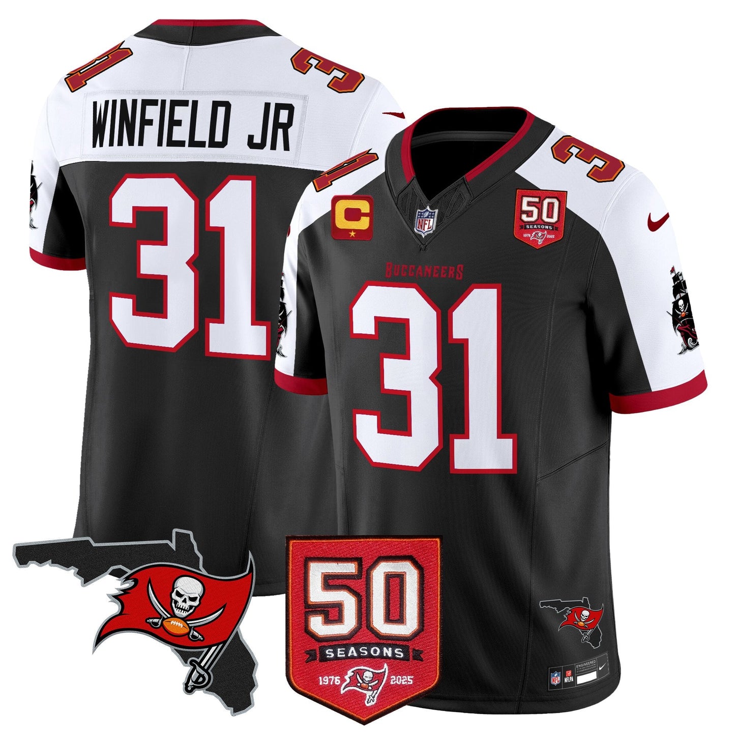Men's Tampa Bay Buccaneers 50th Season Patch Vapor Limited Jersey - All Stitched