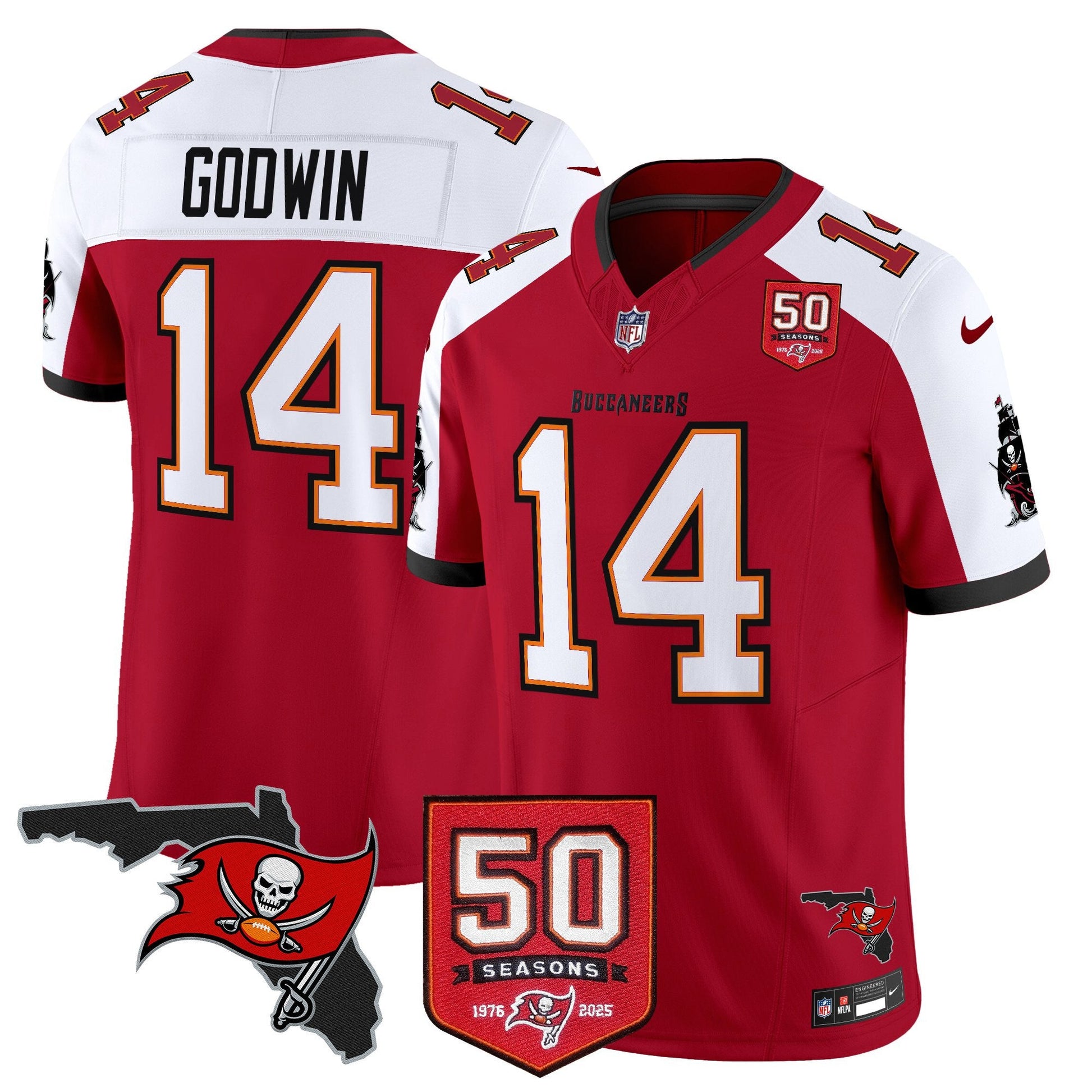 Men's Tampa Bay Buccaneers 50th Season Patch Vapor Limited Jersey - All Stitched
