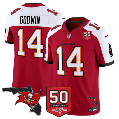 Men's Tampa Bay Buccaneers 50th Season Patch Vapor Limited Jersey - All Stitched
