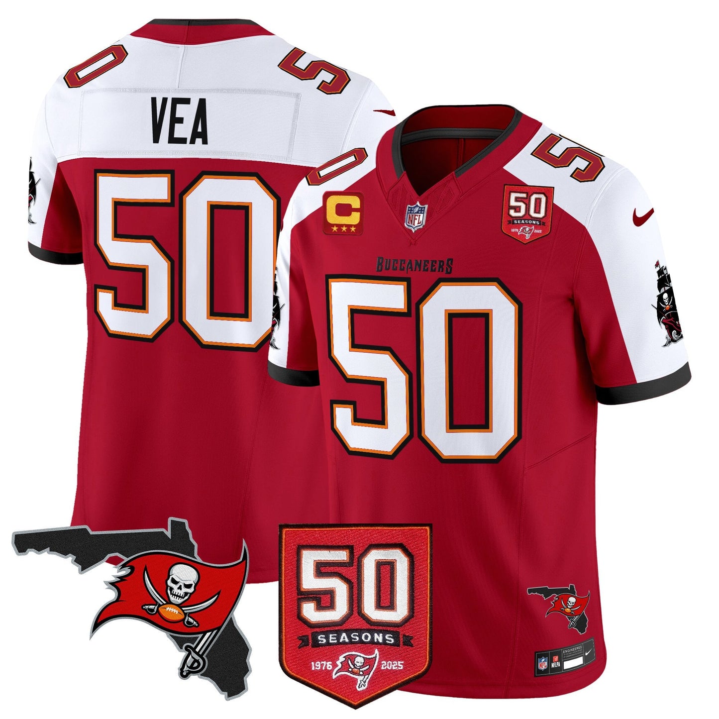 Men's Tampa Bay Buccaneers 50th Season Patch Vapor Limited Jersey - All Stitched