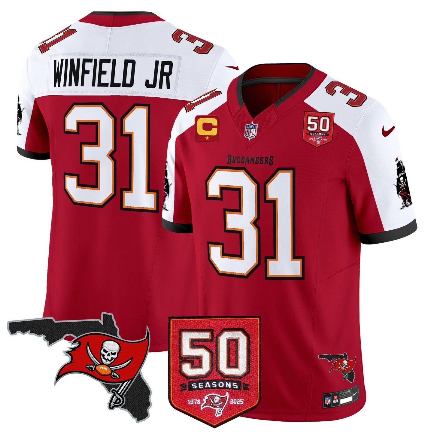 Men's Tampa Bay Buccaneers 50th Season Patch Vapor Limited Jersey - All Stitched