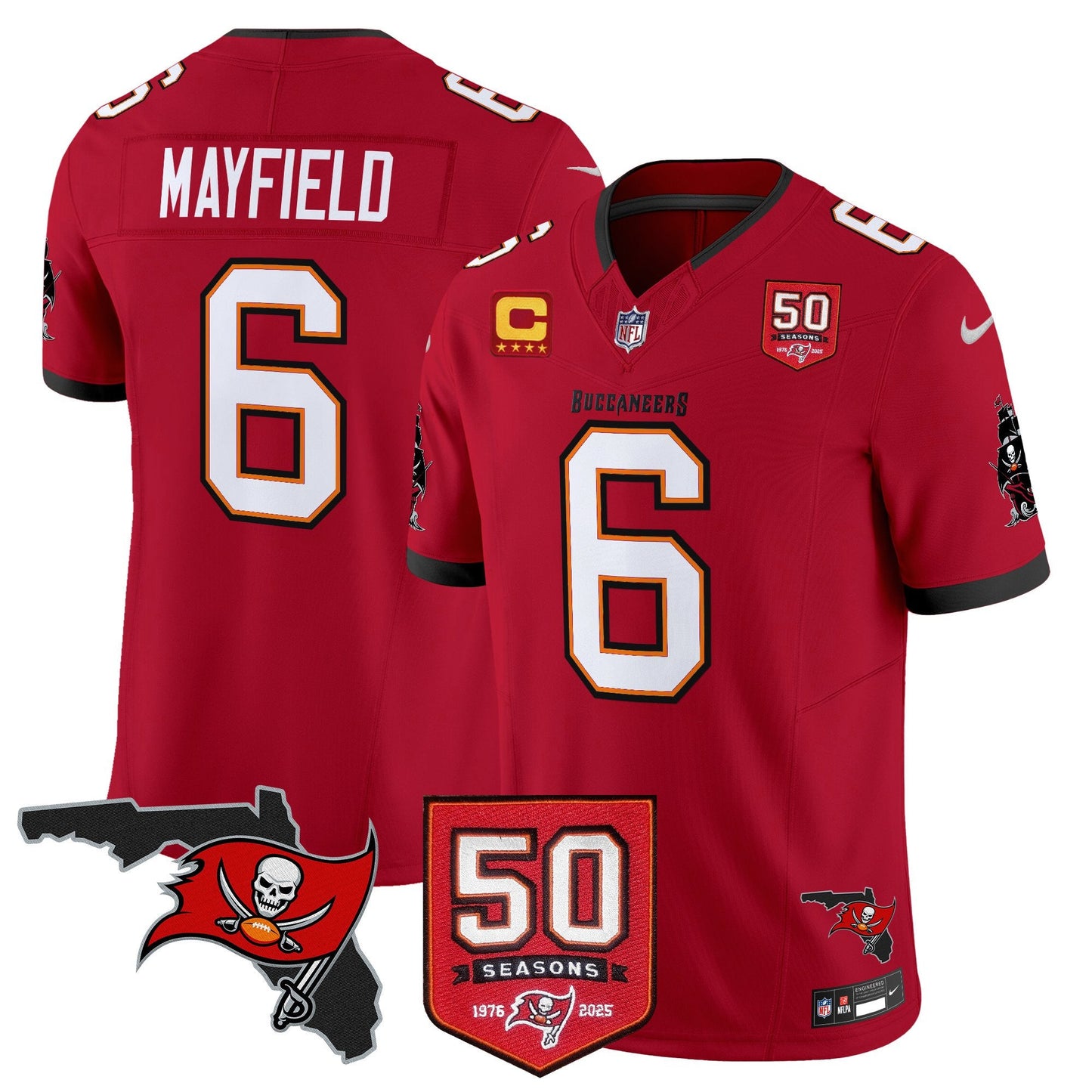 Men's Tampa Bay Buccaneers 50th Season Patch Vapor Limited Jersey - All Stitched